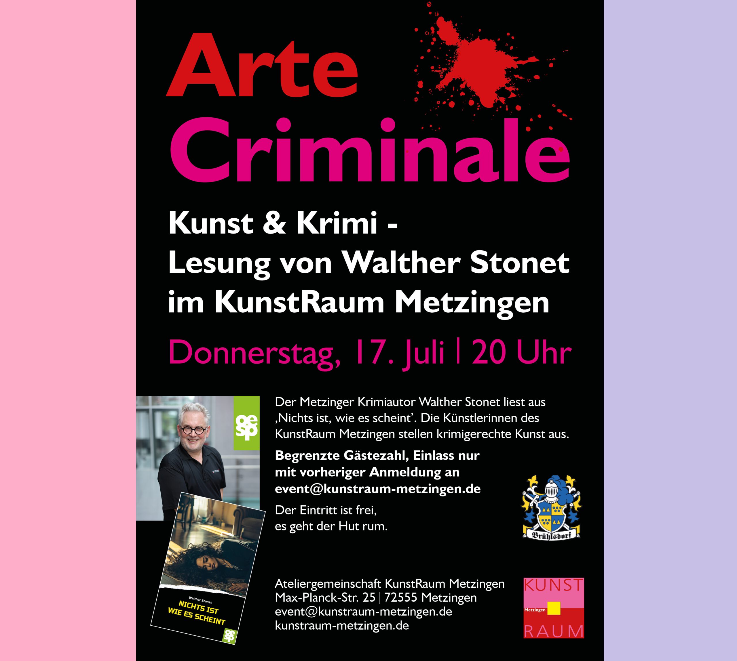 17.07.2025 20 Uhr Kunst &Krimi -Lesung Arte Criminale im KunstRaum Metzingen